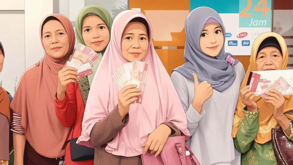 ilustrasi KPM memegang dana bansos (instagram @pkhpurworejokab diolah gemini AI)