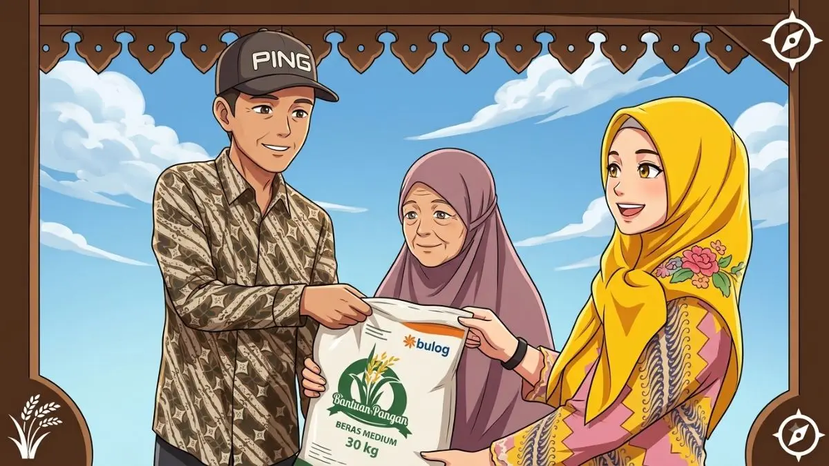ilustrasi penyaluran bansos beras (instagram @desagagaksipat diolah gemini AI)