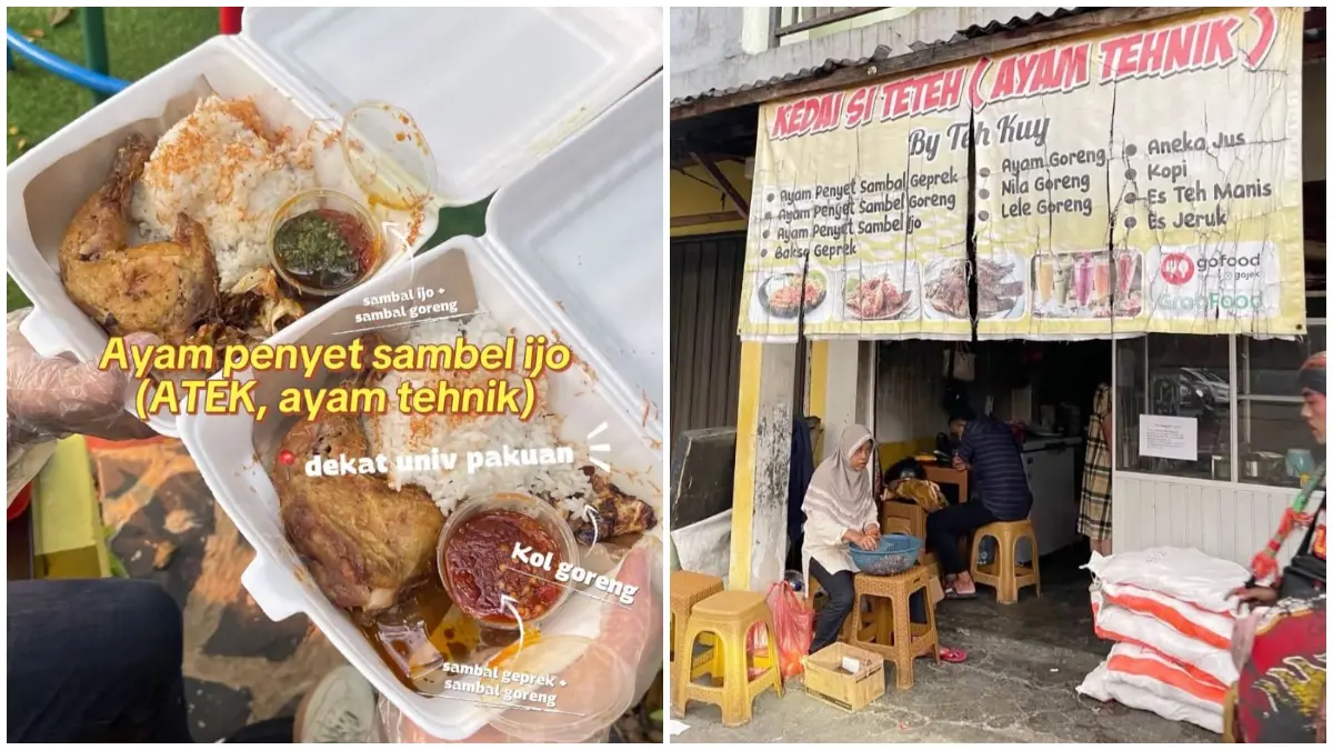 Menu di Ayam Tehnik Pakuan yang jadi kuliner favorit anak kos dan mahasiswa Unpak Bogor. (Foto : TikTok tempat_kuliner)