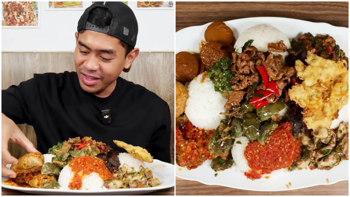 100+ pilihan lauk, porsi jumbo Tanboy Kun cuma Rp123 ribu di Warung Ramesan. (Foto : YouTube tanboy kun)
