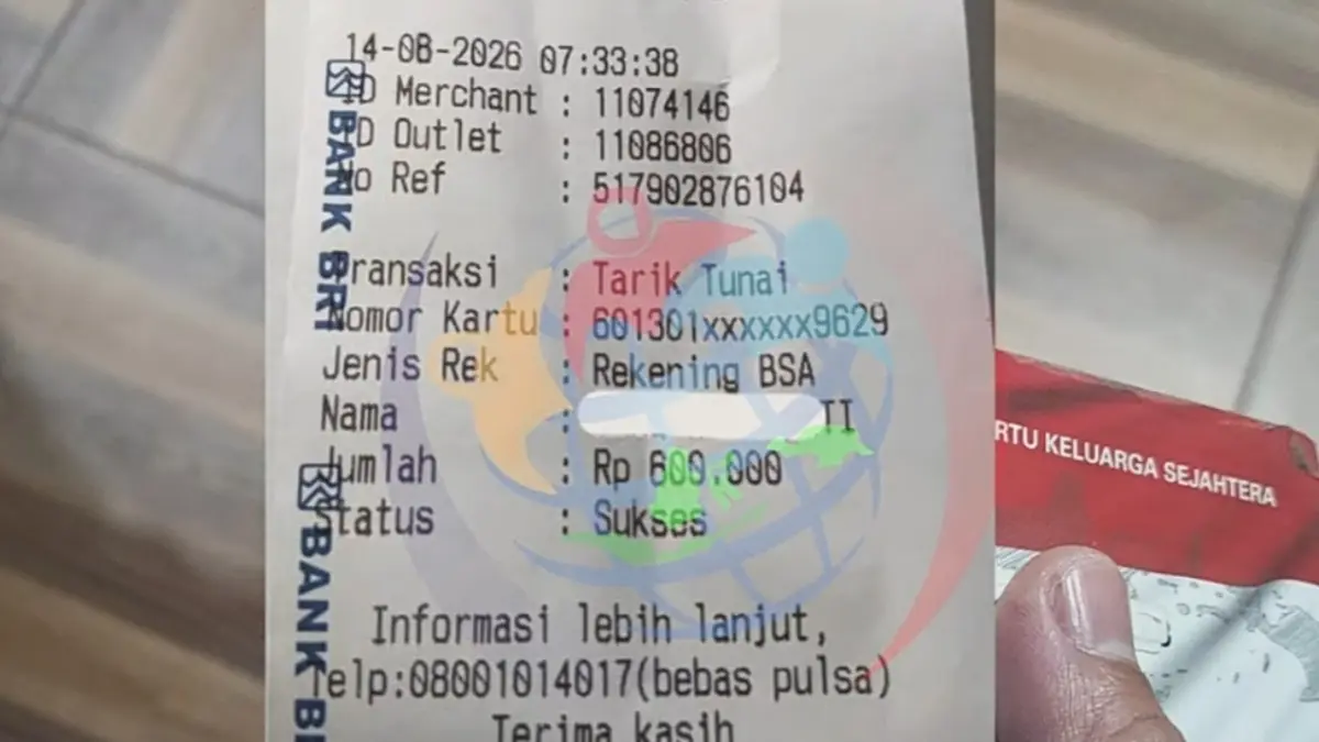 Ilustrasi struk pencairan bansos tahap ketiga tahun 2026. (YouTube Info Bansos)