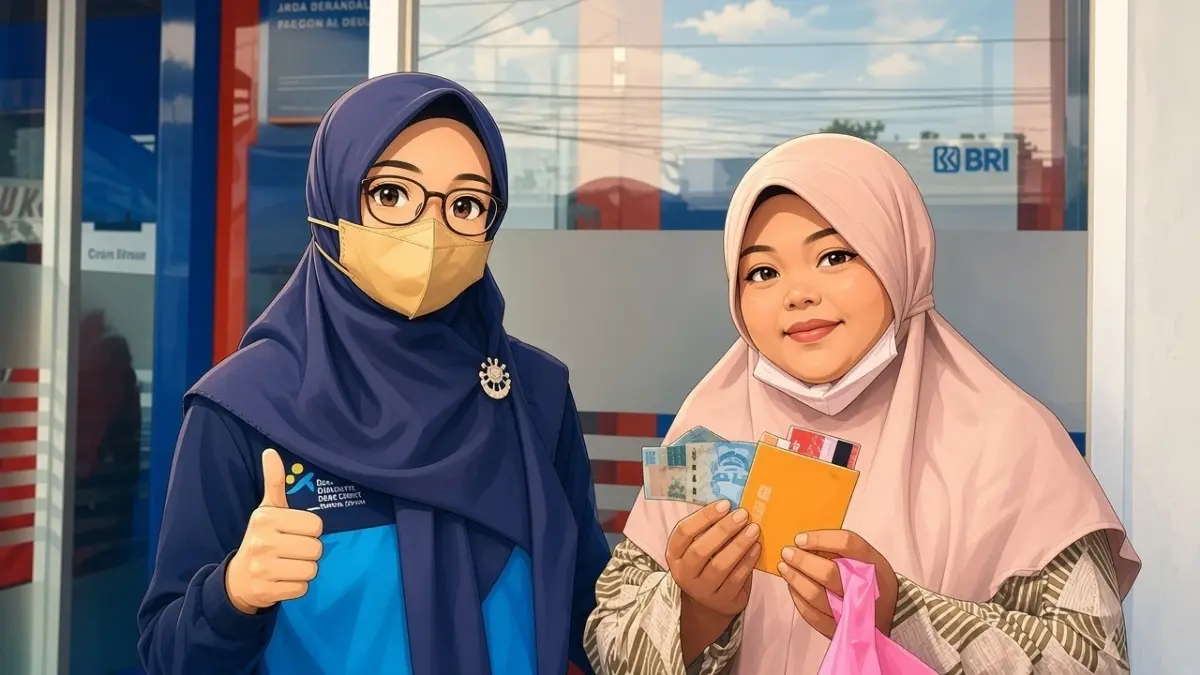 Ilustrasi KPM mengambil dana bansos (Instagram @pkhdemak diolah Gemini AI)