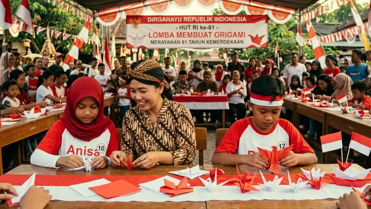 ILUSTRASI: Lomba membuat origami dalam perayaan 17 Agutusan.