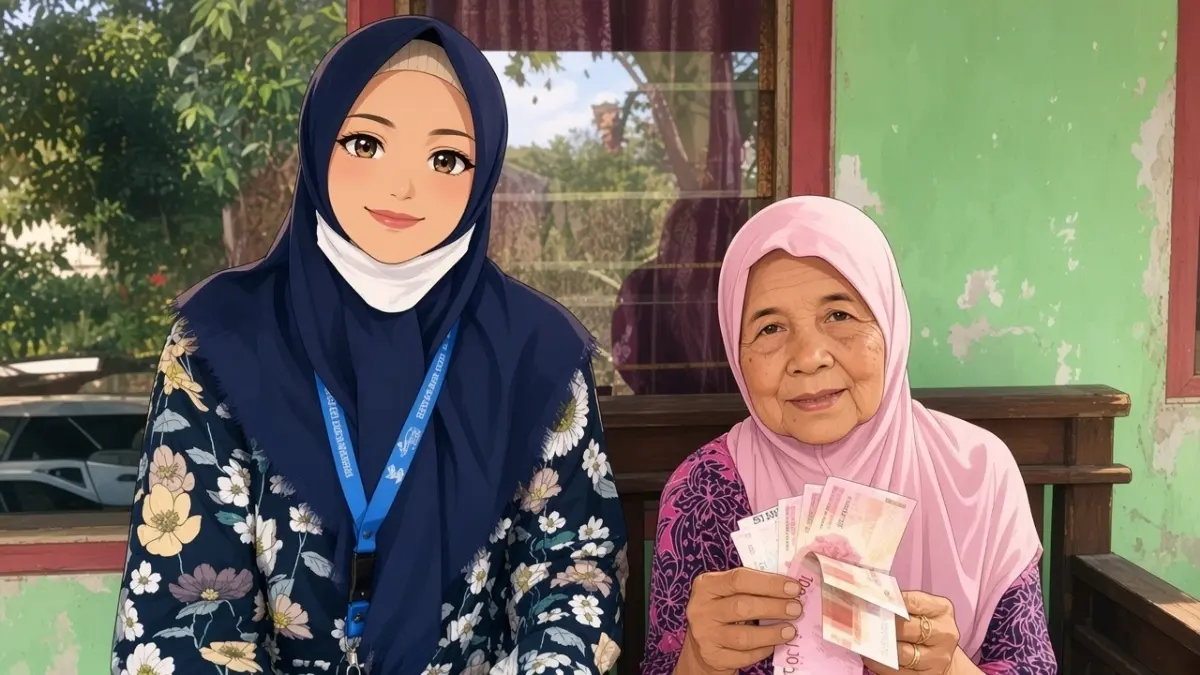 Ilustrasi penyaluran bansos PKH tahap 3 (Instagram @pkh_kotasemarang diolah Gemini AI)