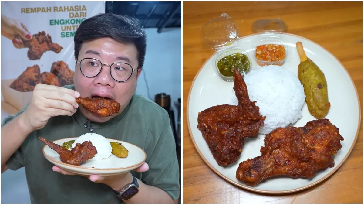 Ayam goreng di belakang Taman Kencana Kota Bogor ini crispy di luar, juicy di dalam, mulai Rp20 ribu. (Foto : YouTube @Anak.Kuliner)