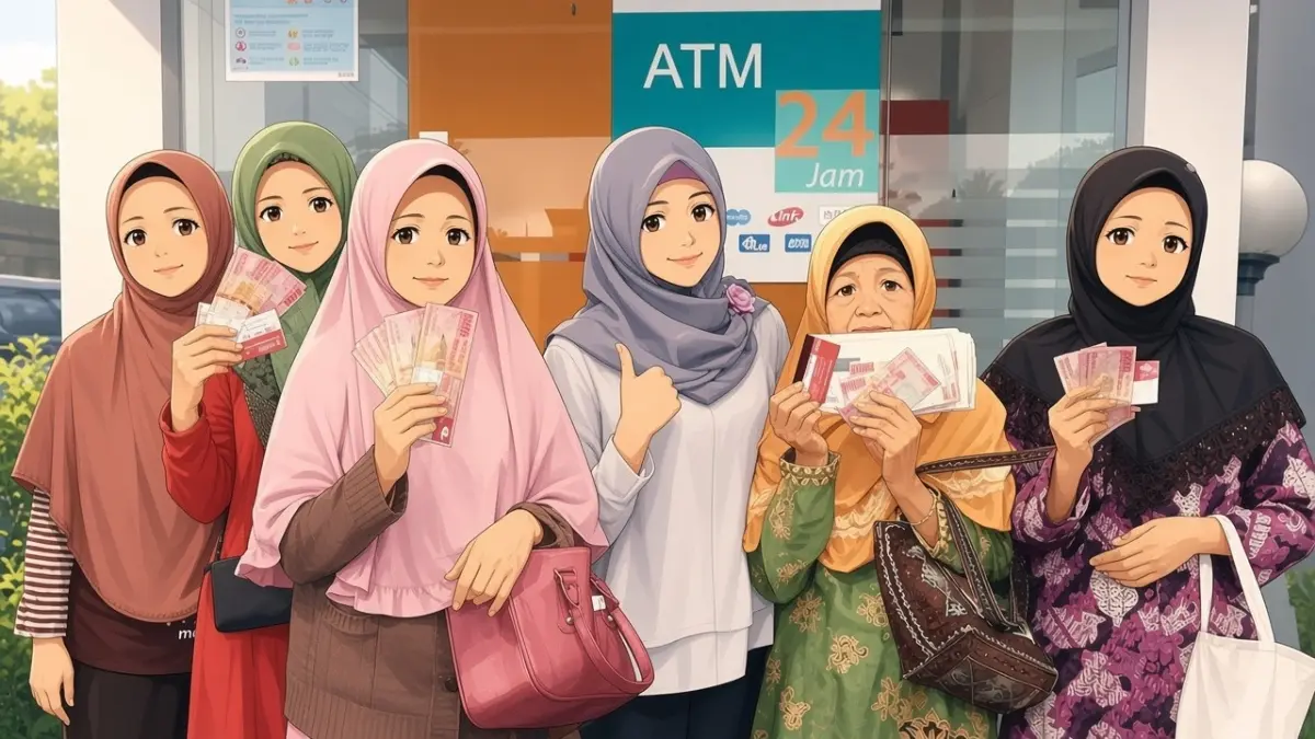 Ilustrasi KPM mengambil dana bansos (Instagram @pkhpurworejokab diolah Gemini AI)