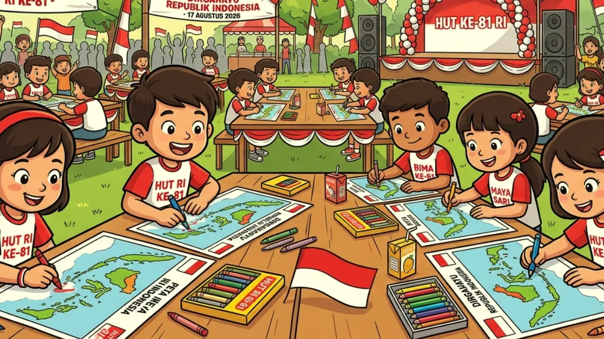 ILUSTRASI: Lomba mewarnai peta jadi salah satu pilihan perayaan HUT RI.