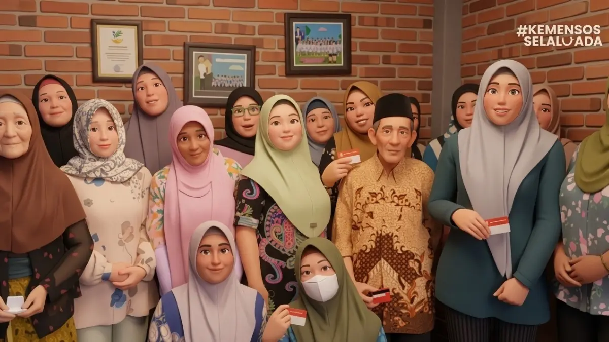 Ilustrasi pencairan bantuan sosial oleh KPM (YouTube Kemensos RI/Diolah dengan Gemini AI)