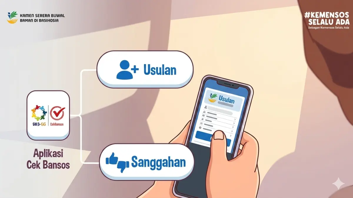 Ilustrasi fitur Cek Bansos berupa Usulan dan Sanggahan (YouTube Kemensos RI/diolah oleh Gemini AI)