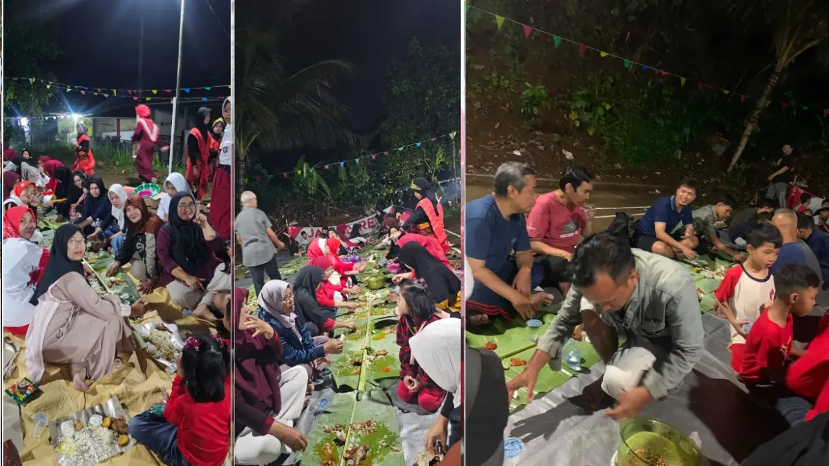 Makan bersama para warga Blok A GSE 2 Cinangka Ciampea Bogor