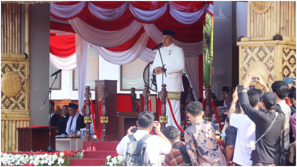 Upacara peringatan Hari Kemerdekaan Ke-18 RI di Alun-alun Tegar Beriman, Cibinong, Kabupaten Bogor. Senin 17 Agustus 2026. (Foto : Hendi Novian / Radar Bogor)