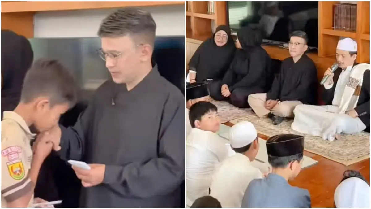 Momen Ruben Onsu berbagi dan merayakan ulang tahun ke-43 bersama anak-anak yatim piatu.&nbsp;(Foto: Instagram @ruben_onsu)