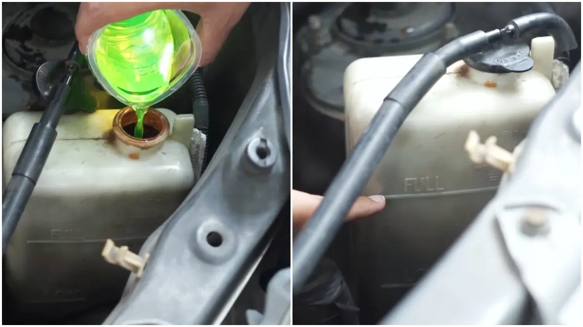 Tips mengisi air radiator. (Foto : YouTube @GridOto_Tips)