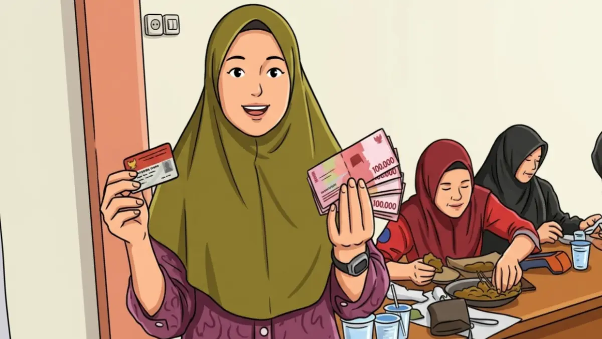 Ilustrasi KPM cairkan bansos (YouTube Kemensos RI/diolah oleh Gemini AI)