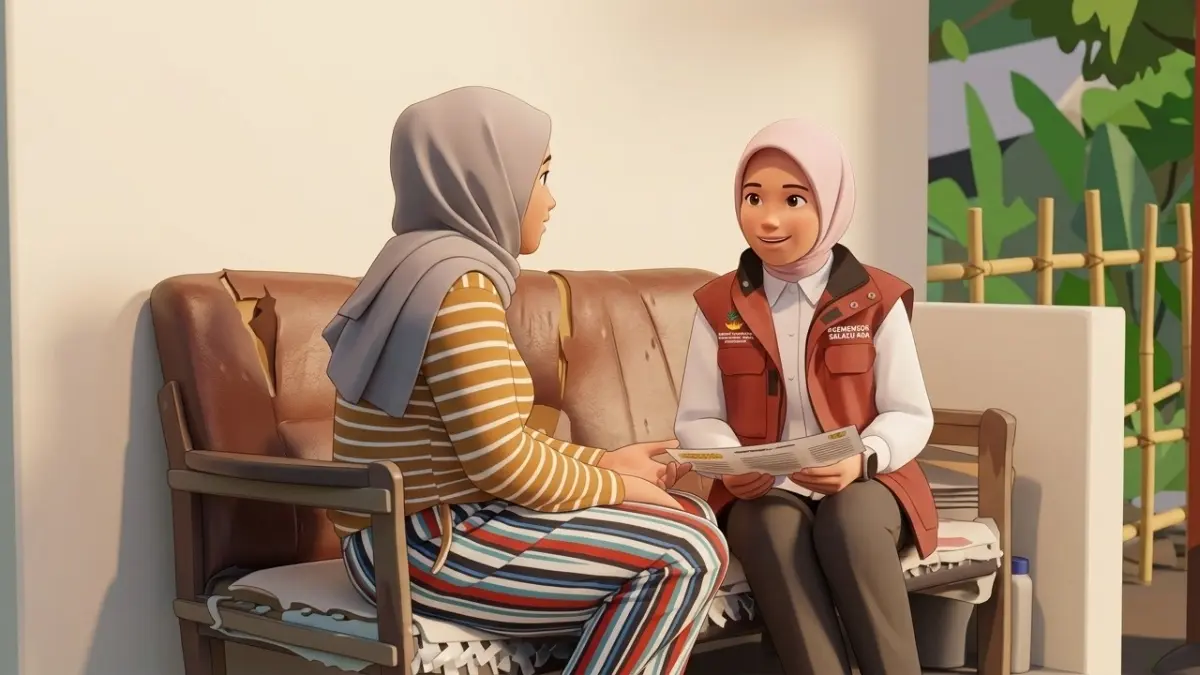 Ilustrasi penyaluran bantuan sosial oleh KPM (YouTube Kemensos RI/Diolah dengan Gemini AI)