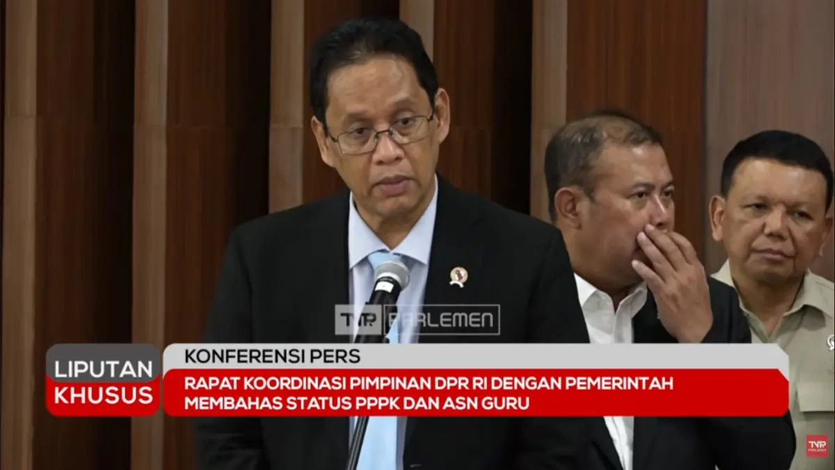 Menteri Keuangan, Purbaya Yudhi Sadewa setelah menghadiri rapat koordinasi bersama pemerintah membahas status PPPK dan ASN guru (YouTube TVR Parlemen)