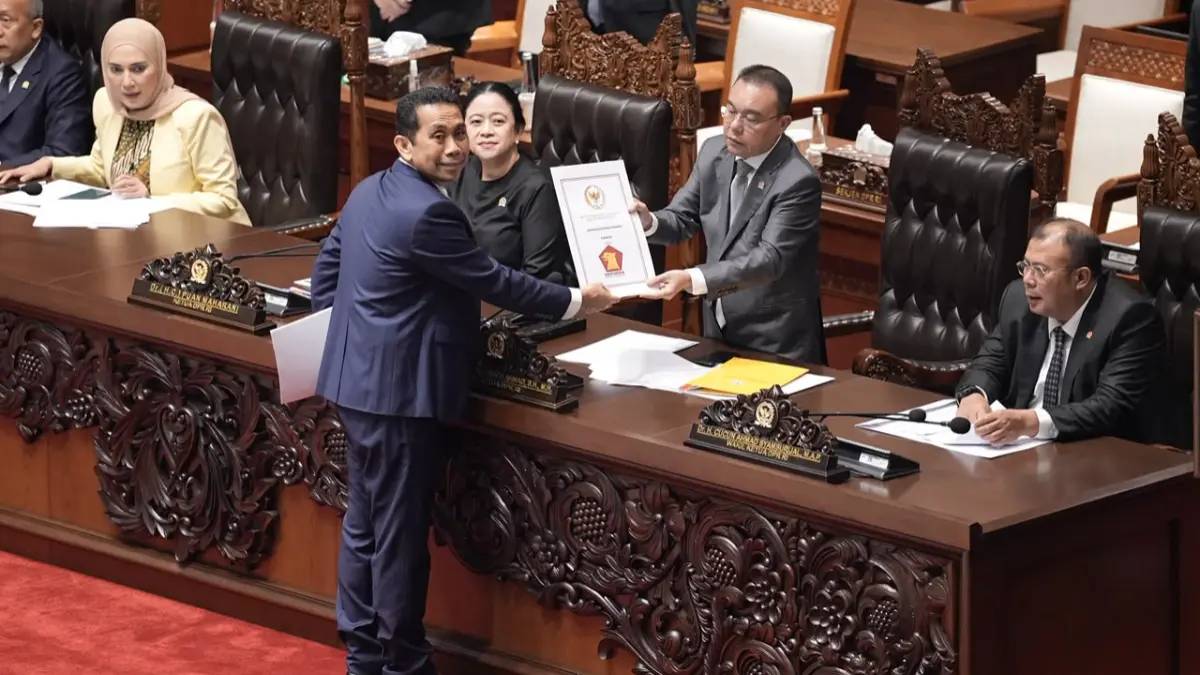 Suasana Rapat Paripurna DPR RI saat delapan fraksi menyampaikan pandangan terhadap RUU APBN 2027 di Gedung DPR RI, Jakarta, Selasa, 18 Agustus 2026. (Dok. DPR RI)