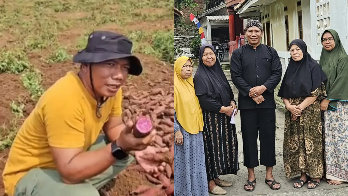 M Yusup Mustopa, Kepala Desa (Kades) Purwasari, Kecamatan Dramaga, Kabupaten Bogor bersama warga. (Dok. Kades Purwasari)