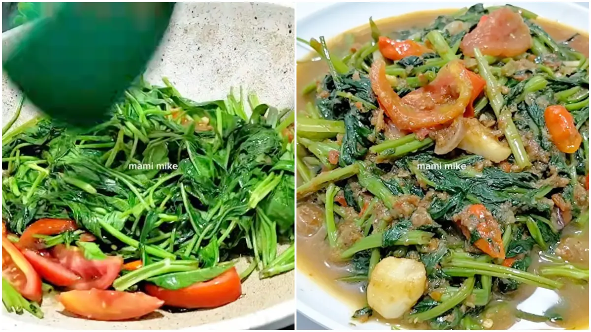 Tampilan Tumis Kangkung Balacan. (Foto: Kanal Youtube @masakanmamimike)
