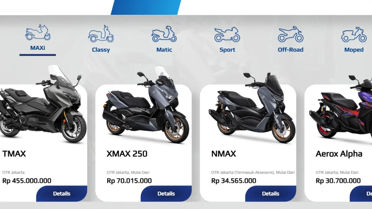 Deretan harga keluarga Maxi Yamaha pada Agustus 2026. 