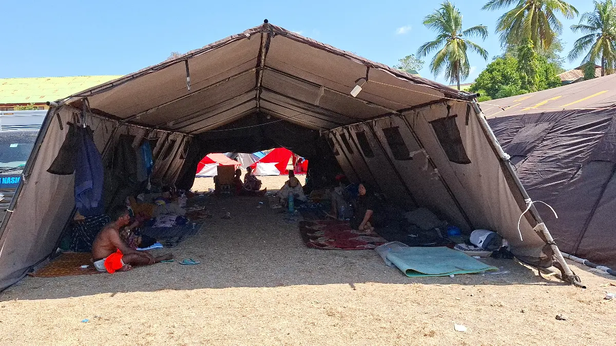 Kondisi pengungsian warga Kecamatan Reok, Manggarai, NTT. (Dok. Endang)