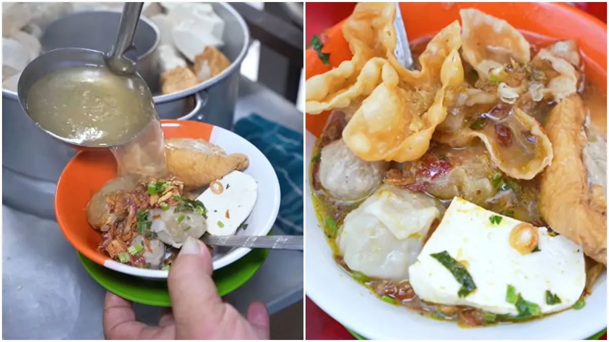Tampilan Bakso Malang Bang Ncek dengan bumbu khas rempah. (Foto: Kanal Youtube @anakkuliner)