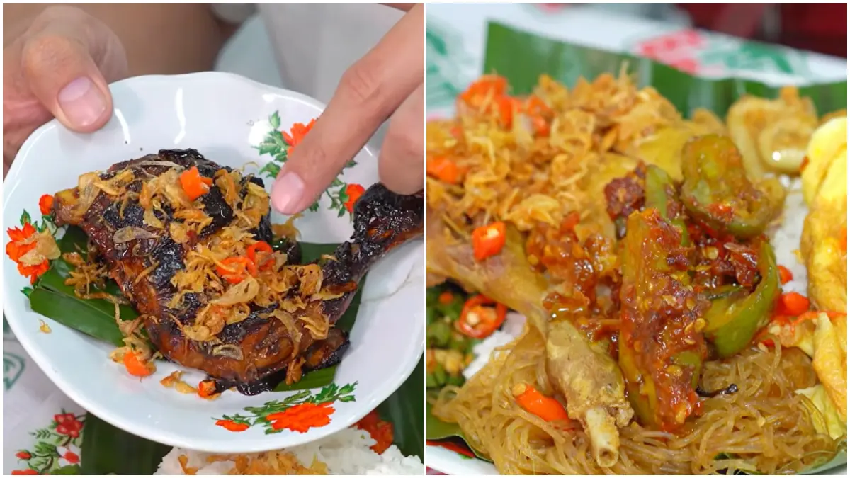 Tampilan dari kuliner di warung makan Ayam BekokoQ by Patkow. (Foto: Youtube @garrygirianza)