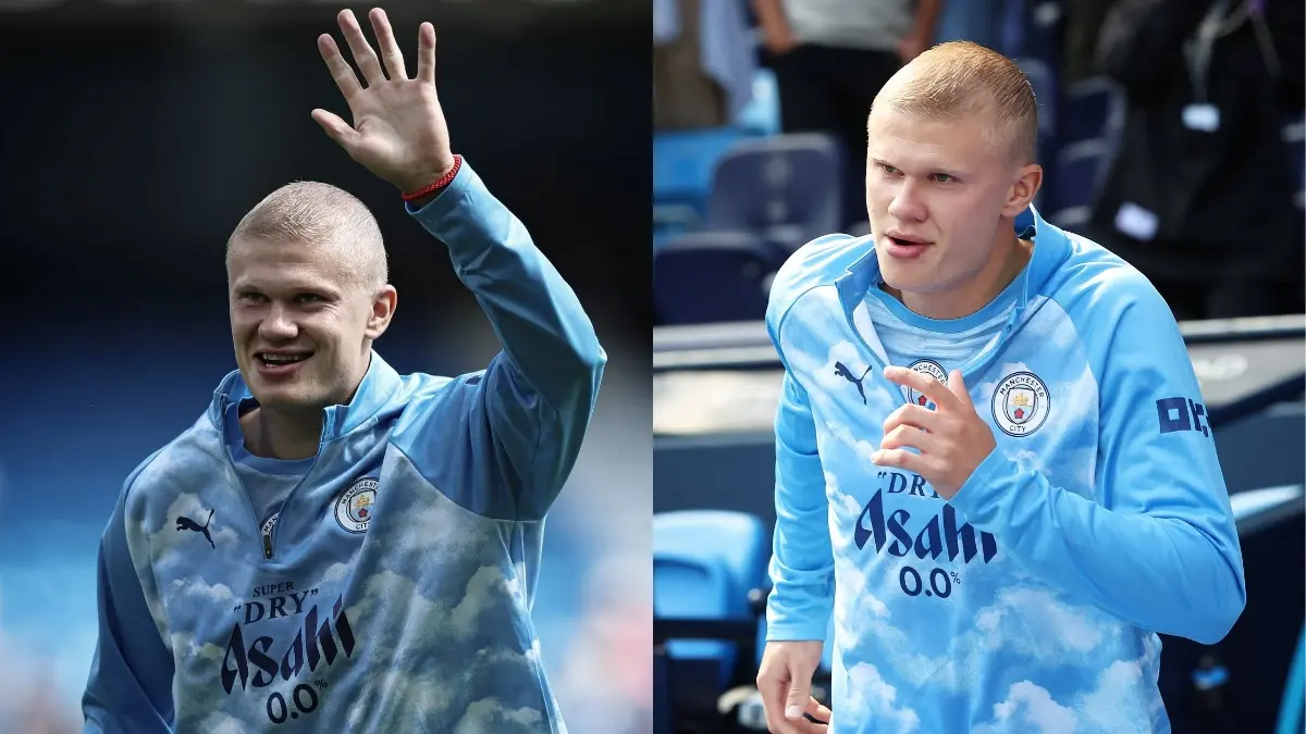 Erling Haaland dengan gaya rambut terbarunya. (Instagram @fabriziorom)