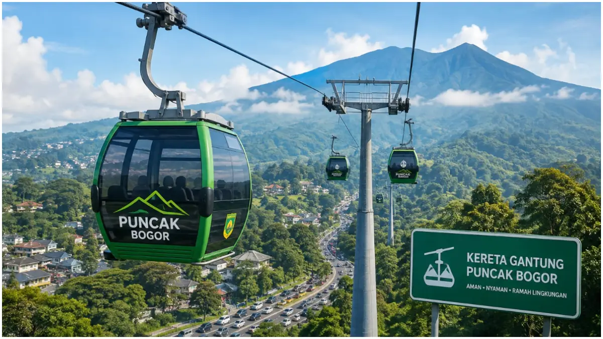 Ilustrasi kereta gantung di kawasan Puncak Bogor.