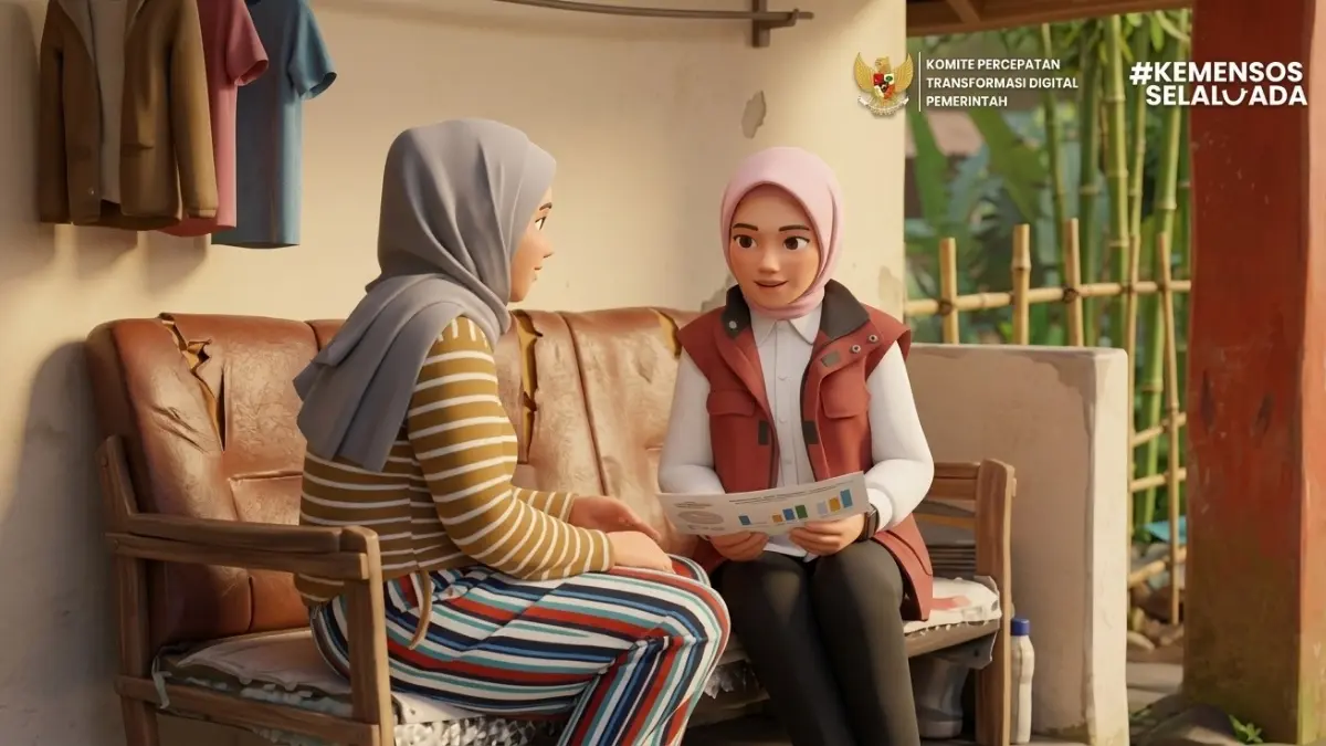 Ilustrasi pencairan bantuan sosial oleh KPM (YouTube Kemensos RI/Diolah dengan Gemini AI)