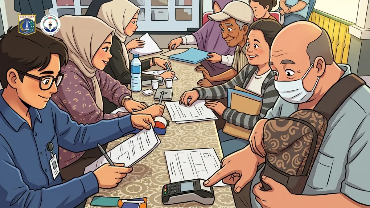 Ilustrasi pendataan KPM bansos PKH BPNT tahap 3 susulan (Instagram @dinsosdkijakarta/Diolah dengan Gemini AI)