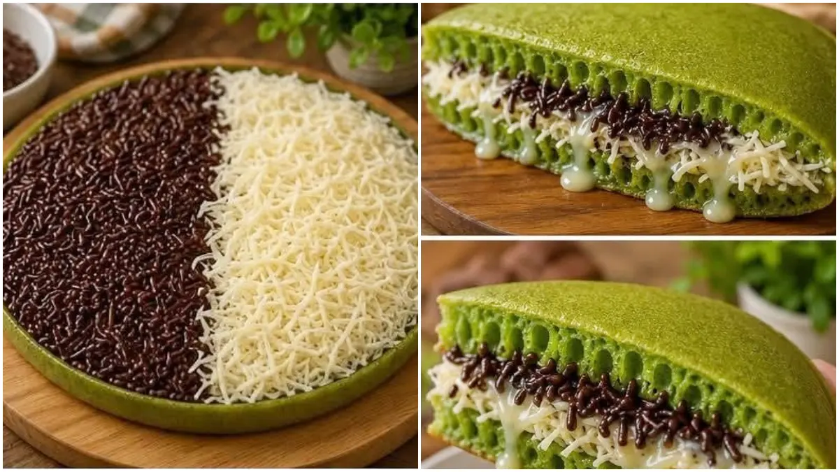 Resep martabak manis pandan cokelat keju dari akun Instagram @dapursaturasa_. (Foto : Instagram @dapursaturasa_)