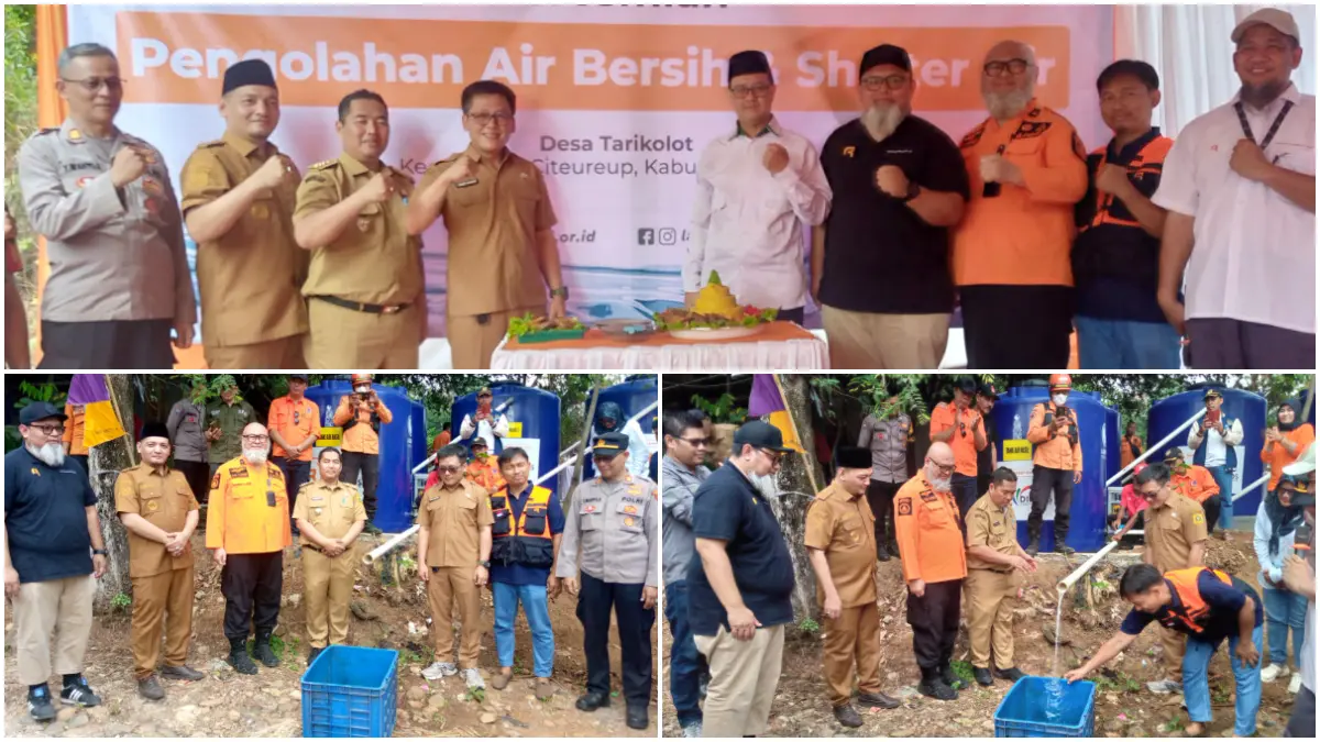 Peresmian Pengolahan Air Bersih dan Shelter Air di Desa Tarikolot, Kecamatan Citeureup, Kabupaten Bogor oleh LAZ Rabbani bersama Dinsos.