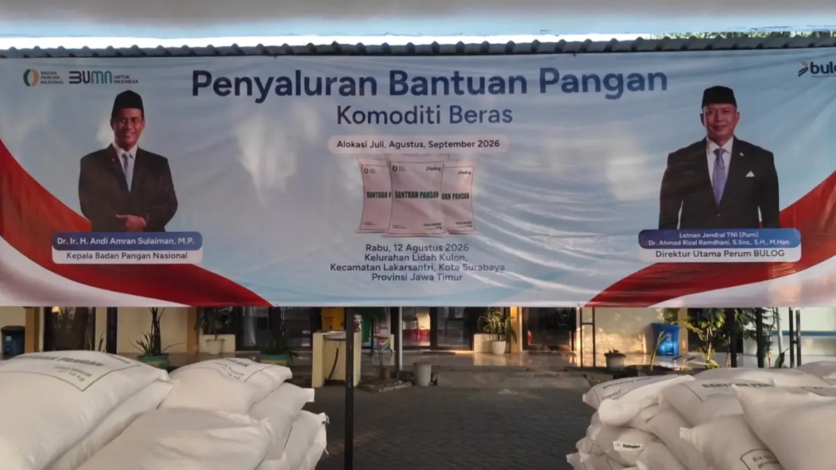 Posko penyaluran bantuan pangan beras (YouTube TV BULOG)