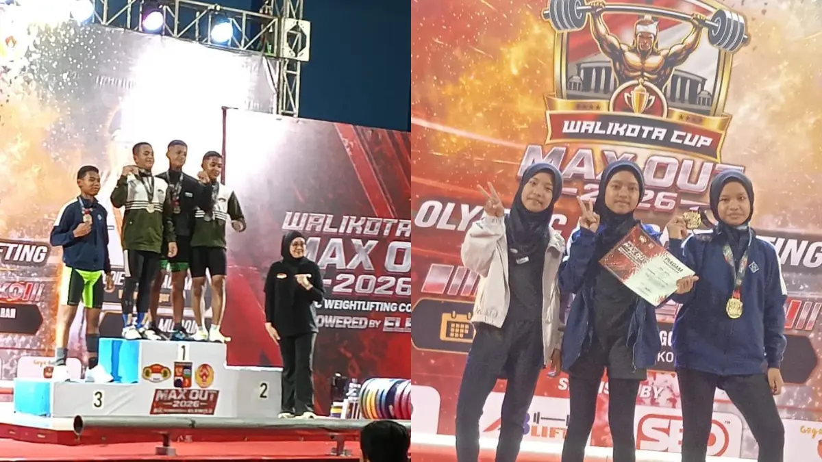 Club Angkat Besi Cibinong Raya saat meraih medali pada kejuaraan Max Out Walikota Bogor Cup. (Dok. Club Angkat Besi Cibinong Raya)