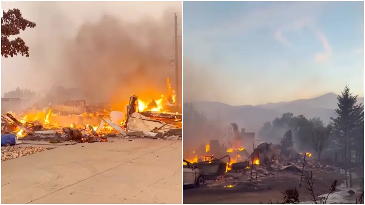 Kebakaran hutan di Nevada AS yang mengakibatkan terbakarnya lahan dan rumah warga. (Foto: Kanal Youtube @AlJazeeraEnglish)