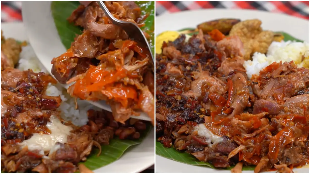 Menu Nasi Jawa Bali di Pangpol Jaksel. (Foto : YouTube @GerryGirianza)