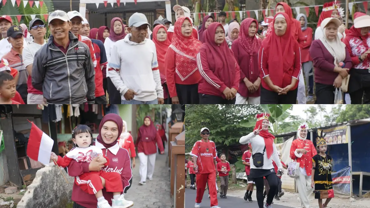 Warga antusias mengikuti Jalan Sehat yang digelar di Kp Perapatan RT 01 RW 02 Cibadak, Kota Bogor, memeriahkan HUT ke-81 Kemerdekaan RI. (Dok. Warga)
