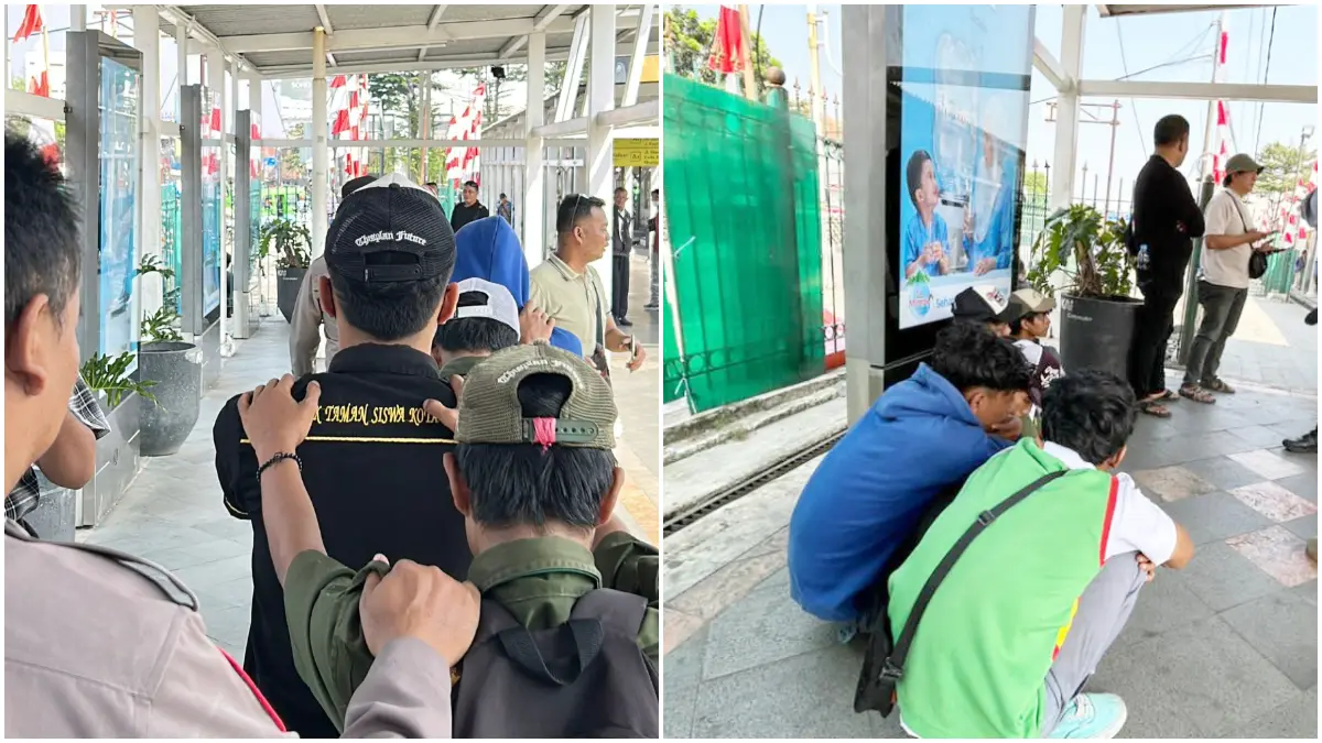 Pelajar asal Sukabumi yang ditangkap petugas gabungan di Stasiun Bogor. (Foto : Fauzan/Radar Bogor)