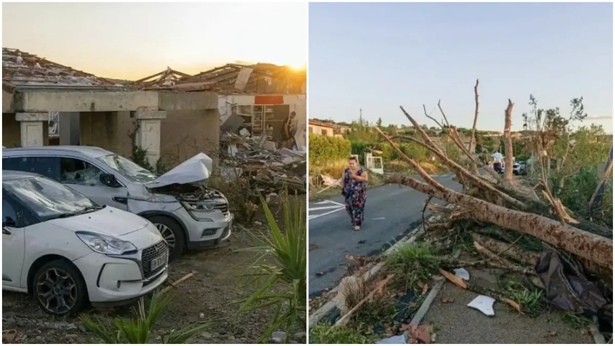 Potret kerusakan rumah hingga kendaraan serta perlombaan balap sepeda dari angin tornado di Prancis. (Foto: Tim de waele/BBC)