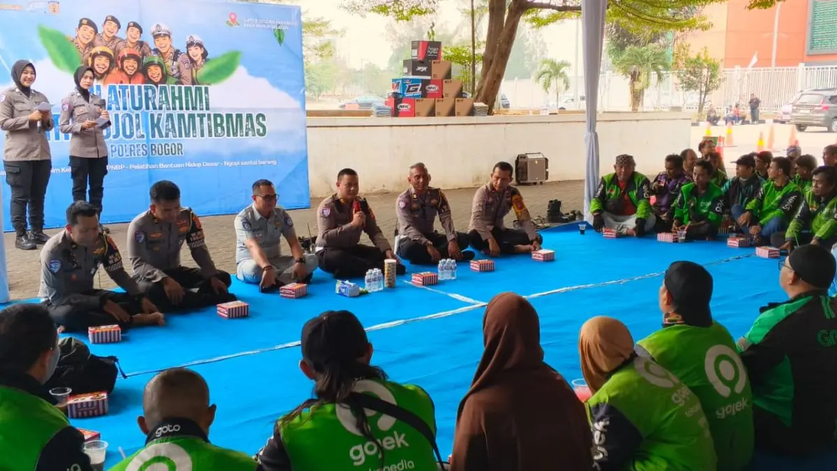 Silaturahmi Mitra Ojol Kamtibmas yang digelar Polres Bogor di GOR Pakansari, Kabupaten Bogor, Kamis 27 Agustus 2026.