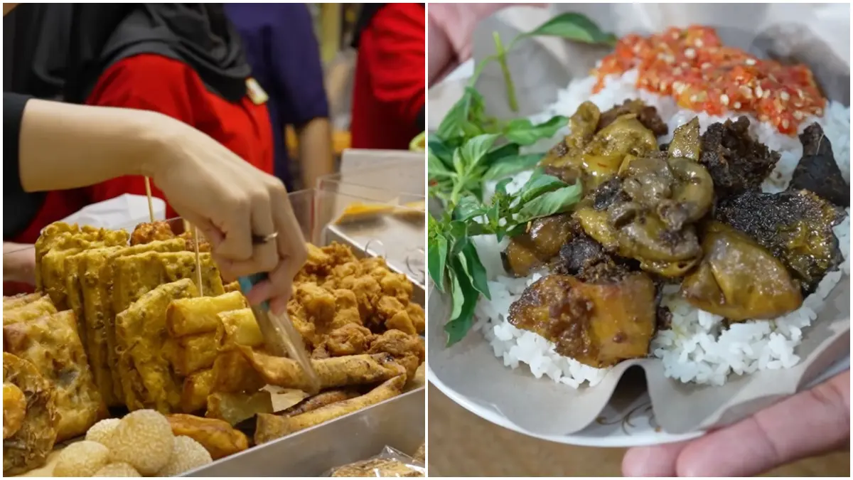 Kuliner seharian di Surabaya, mulai dari cakue Peneleh, nasi campur Madura dengan lauk darat dan laut, hingga nasi babat dan jeroan sapi.(Foto : YouTube Rumah Canda Melki)
