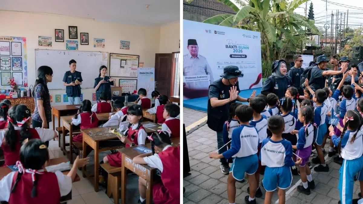 Relawan BRI dalam program Relawan Bakti BUMN (RBB) Batch IX 2026 di Desa BRILiaN Sanur Kaja, Denpasar, Bali.