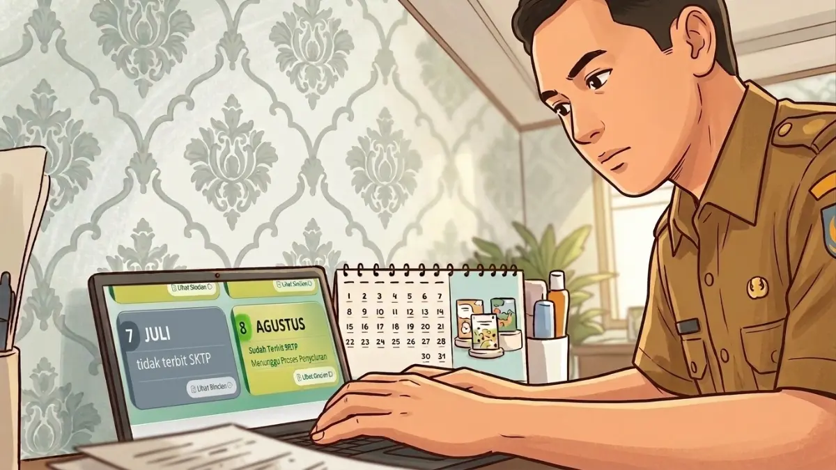 Ilustrasi ASN yang SKTP Agustus sudah terbit tapi SKTP Juli masih abu-abu (YouTube Kemedikdasmen/Diolah dengan Gemini AI)