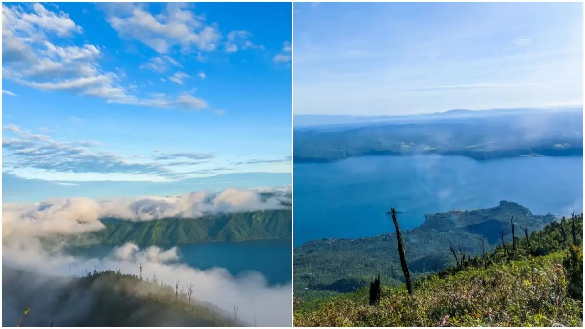 Gunung Seminung menawarkan panorama Danau Ranau dari ketinggian, jalur pendakian ramah pemula hingga pesona bunga edelweiss. (Foto : TikTok @hwyy__0)