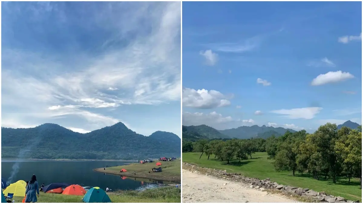 Menikmati panorama Waduk Jatiluhur dengan perbukitan hijau, wisata air hingga berburu sunset di kawasan Purwakarta. (Foto : TikTok @aishcreammmm)