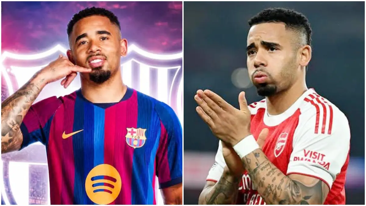 Potret Gabriel Jesus yang bergabung dengan Barcelona setelah sebelumnya menjadu striker di Arsenal. (Foto: Instagram @fabriziorom, @dejesusoficial)