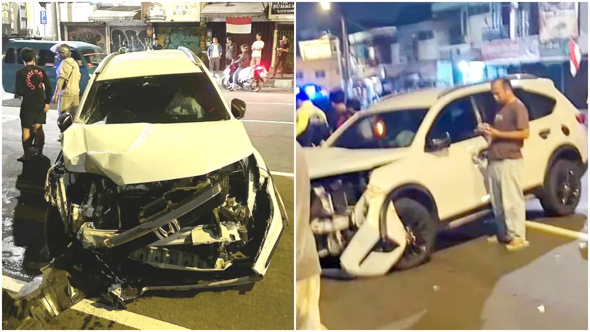 Kondis mobil yang alami kecelakaan di Jalan Otista, Kecamatan Bogor, Kota Bogor.