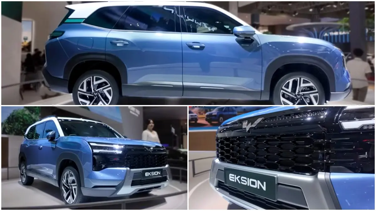 Tampilan Wuling Eksion, SUV 7-seater dengan pilihan teknologi PHEV dan EV, menawarkan jarak tempuh hingga lebih dari 1.000 kilometer untuk versi hybrid. (Foto : YouTube GridOto)