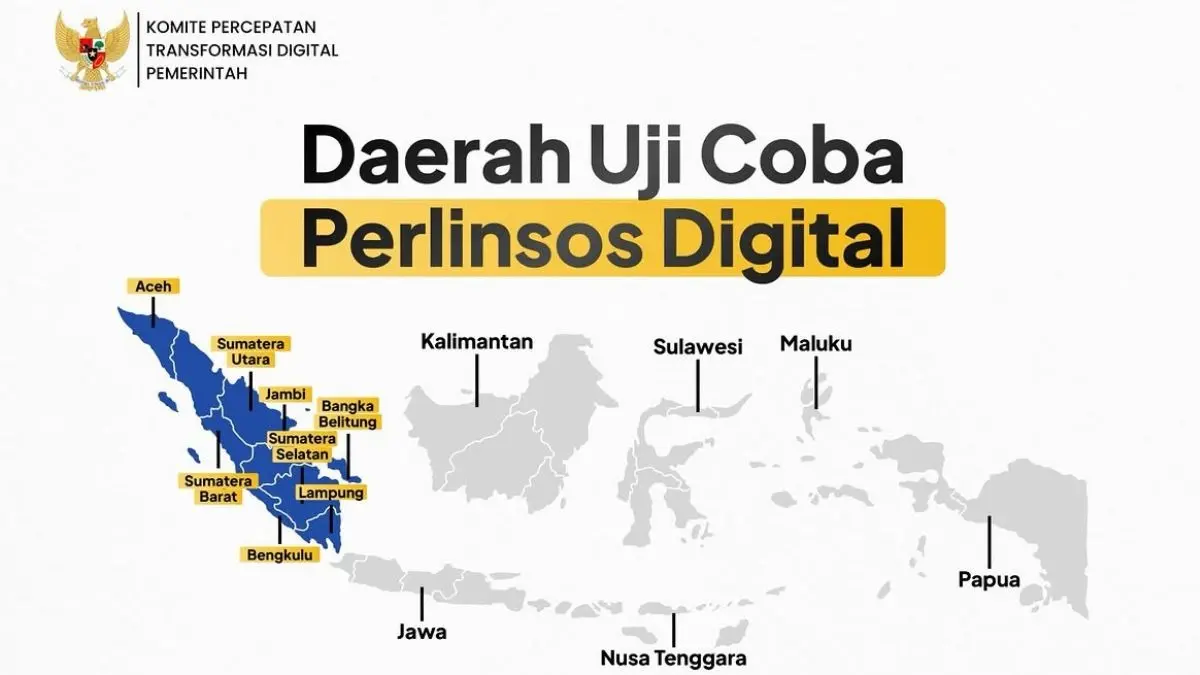 Ilustrasi daerah yang menjadi uji coba Perlinsos Digital tahun 2026. (Instagram @komite_transformasidigital_)